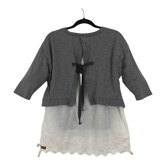 Matilda Jane Womens Size Small Gray & White Eyelet Lace In the Clouds Tunic Top - Picture 3 of 4